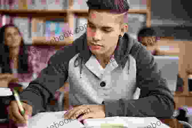 A Young Boy Sitting On A Bench, Diligently Working On An English Worksheet, Surrounded By Books And Other Learning Materials. The English Lesson (Greek Village 11)